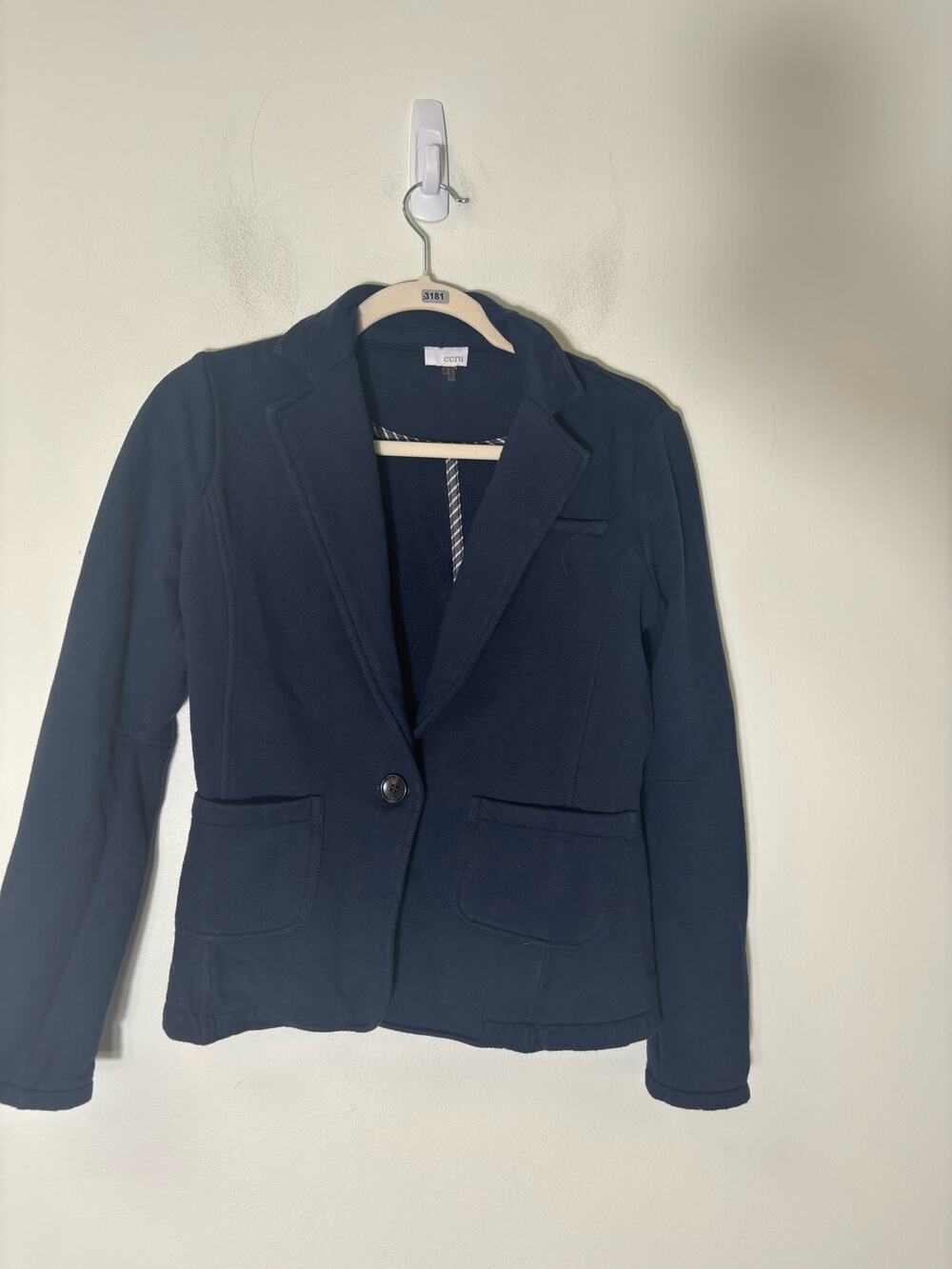 Ecru Navy Sweatshirt Jacket Sz XS